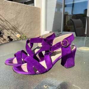 Vintage Purple Suede Strappy Sandals